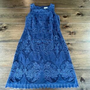Eliza J Women’s Sleeveless Blue Lace Overlay Embroidered Dress